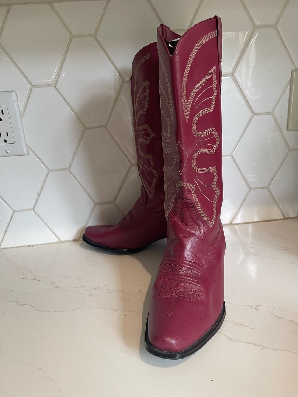 Newport News Berry Pink Western Knee-High Boots